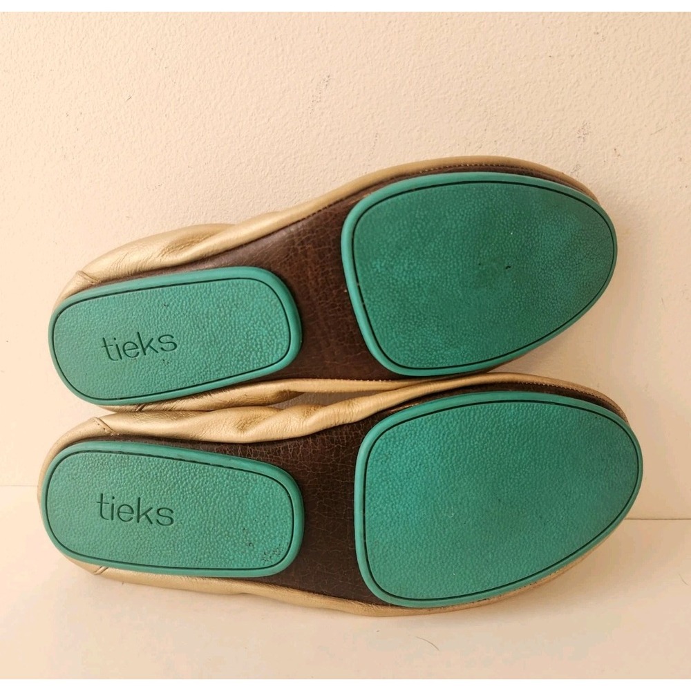 Gold Leather Tieks by Gavrieli Women Ballet Shoes Foldable Flats Champagne 8 - Picture 6 of 9